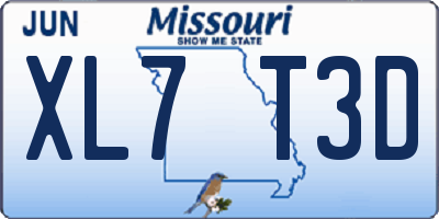 MO license plate XL7T3D