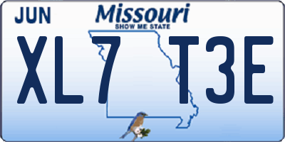 MO license plate XL7T3E