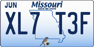 MO license plate XL7T3F