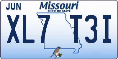 MO license plate XL7T3I