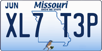 MO license plate XL7T3P