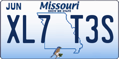 MO license plate XL7T3S