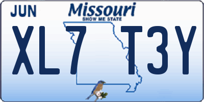 MO license plate XL7T3Y