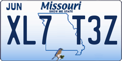MO license plate XL7T3Z
