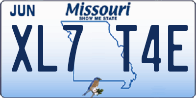 MO license plate XL7T4E