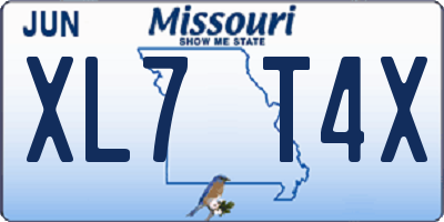 MO license plate XL7T4X