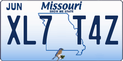 MO license plate XL7T4Z