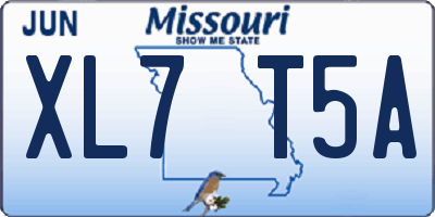 MO license plate XL7T5A