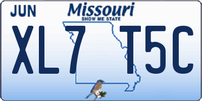 MO license plate XL7T5C