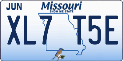 MO license plate XL7T5E