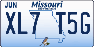 MO license plate XL7T5G