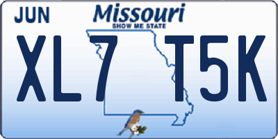 MO license plate XL7T5K