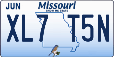 MO license plate XL7T5N