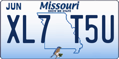 MO license plate XL7T5U