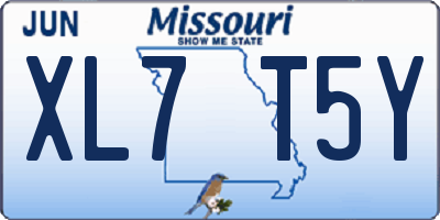 MO license plate XL7T5Y