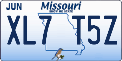 MO license plate XL7T5Z