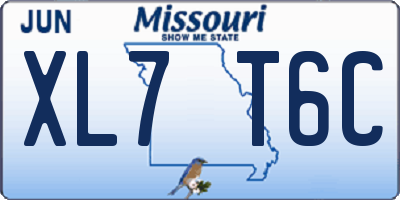 MO license plate XL7T6C