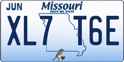 MO license plate XL7T6E