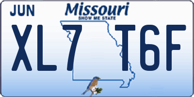 MO license plate XL7T6F