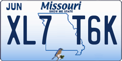 MO license plate XL7T6K
