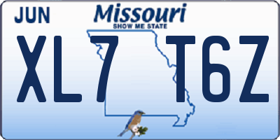 MO license plate XL7T6Z