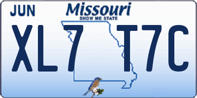 MO license plate XL7T7C