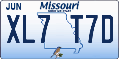 MO license plate XL7T7D