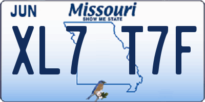 MO license plate XL7T7F