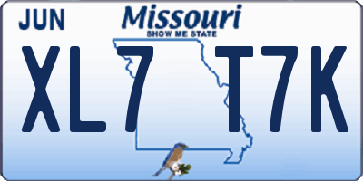 MO license plate XL7T7K