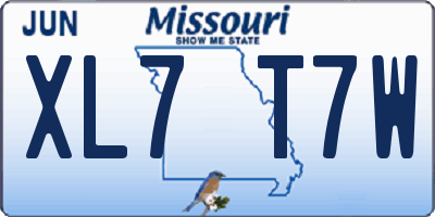 MO license plate XL7T7W