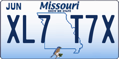 MO license plate XL7T7X