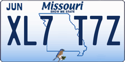 MO license plate XL7T7Z