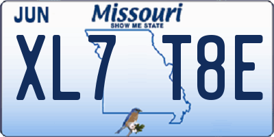MO license plate XL7T8E