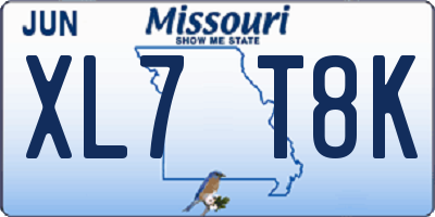 MO license plate XL7T8K