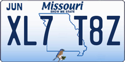 MO license plate XL7T8Z