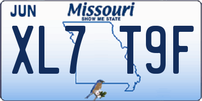 MO license plate XL7T9F