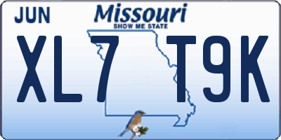MO license plate XL7T9K