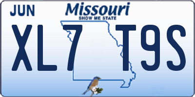 MO license plate XL7T9S