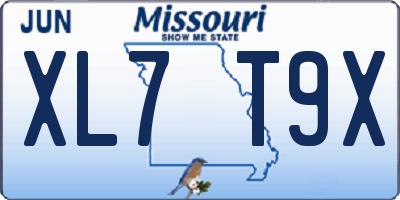 MO license plate XL7T9X
