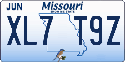 MO license plate XL7T9Z