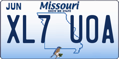 MO license plate XL7U0A