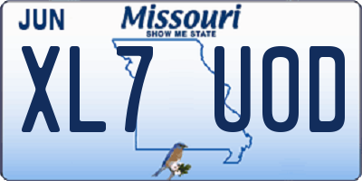 MO license plate XL7U0D