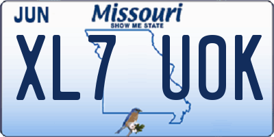 MO license plate XL7U0K