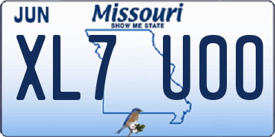MO license plate XL7U0O