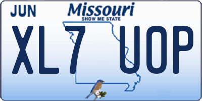 MO license plate XL7U0P