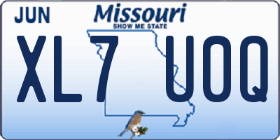 MO license plate XL7U0Q