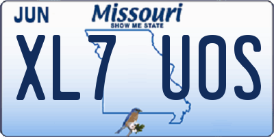 MO license plate XL7U0S