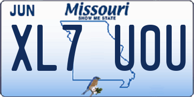 MO license plate XL7U0U