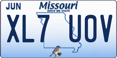 MO license plate XL7U0V