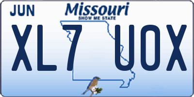 MO license plate XL7U0X